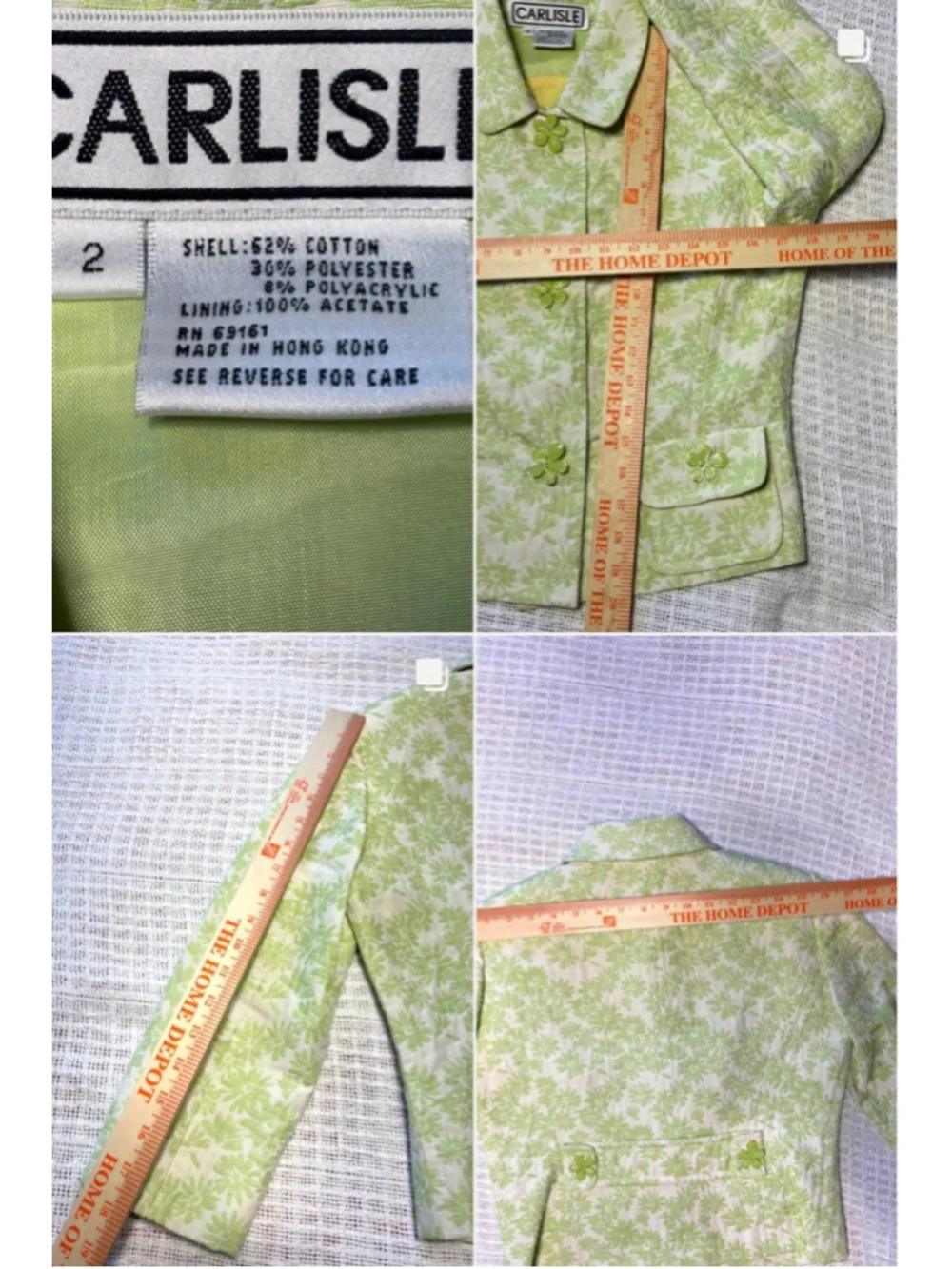 Vintage Carlisle 5-Pc Mix & Match Suit Set Green Floral Jacquard Silk Blend - Picture 15 of 16